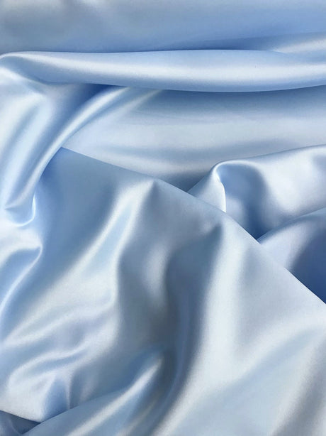 Peau De Soie Dull Satin Polyester Fabric - Baby Blue, 58/59" Width, Medium Weight, Matte Finish (1 Yard)