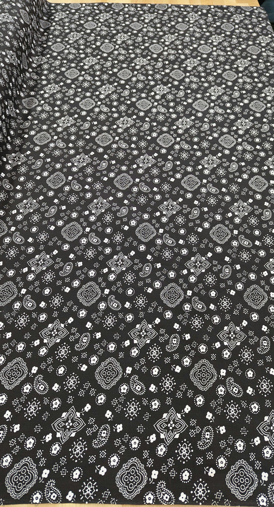 Bandana Poly Cotton Fabric - Paisley Bandana Print, Black, Red, Pink, Royal Blue, Yellow, 59/60" Width (1 Yard)
