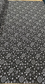 Bandana Poly Cotton Fabric - Paisley Bandana Print, Black, Red, Pink, Royal Blue, Yellow, 59/60" Width (1 Yard)