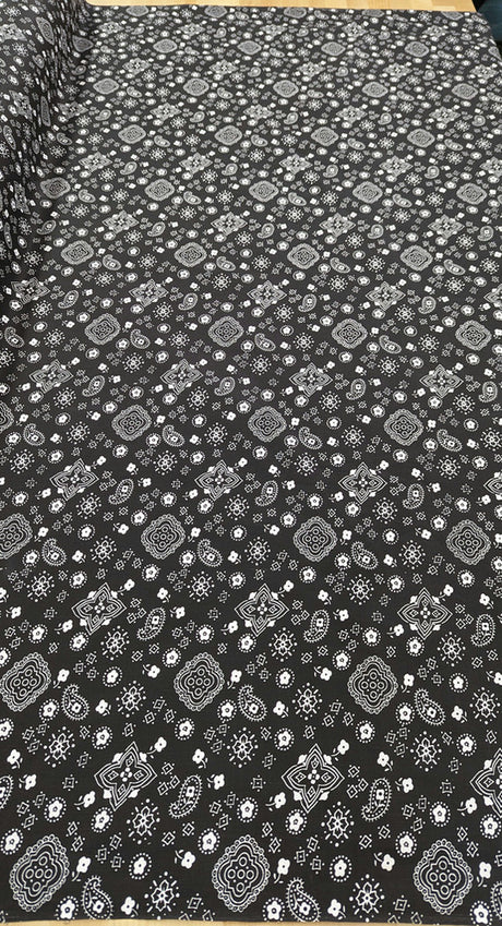 Bandana Poly Cotton Fabric - Paisley Bandana Print, Black, Red, Pink, Royal Blue, Yellow, 59/60" Width (1 Yard)