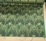 Church Metallic Brocade Wheat And Cross Polyester Brocade Fabric - Green, Red, Gold And Purple, Metallic Cross, Grapes And Wheat Jacquard, 58-59" Width (1 Yard)