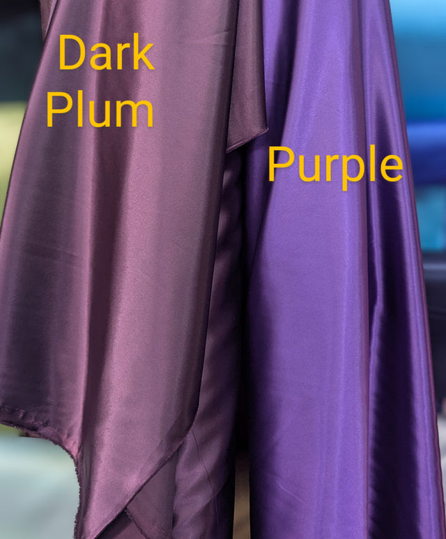 Stretch Charmeuse Polyester Spandex Fabric - Purple, Dark Plum, 58-59" Width (1 Yard)