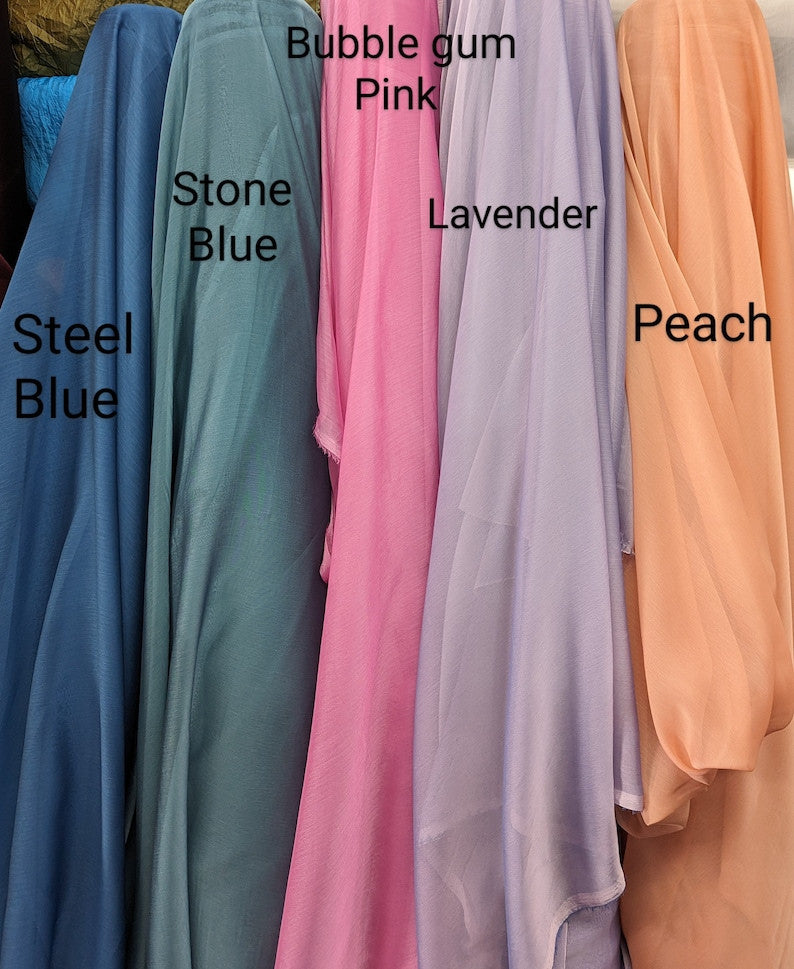 Two Tone Chiffon Polyester Fabric - Steel Blue, Sheer Lightweight, 58/59" Width (1 Yard)