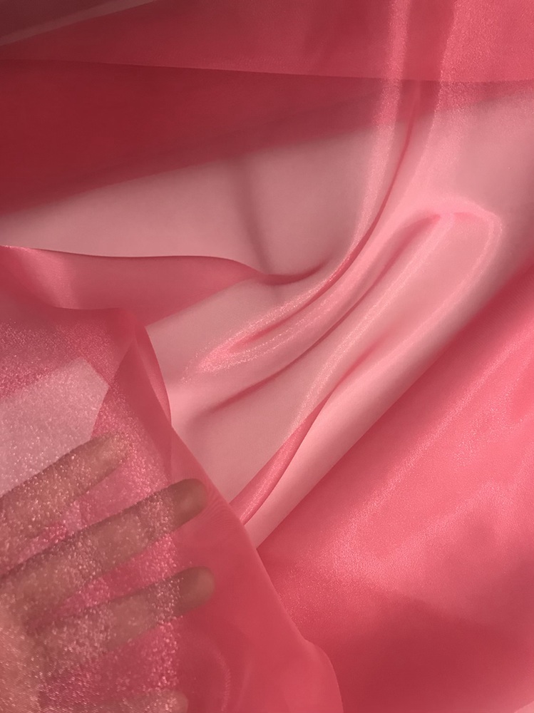 Crystal Organza Polyester Fabric - Pink Coral, Sheer With Subtle Shine, 58/59" Width (1 Yard)