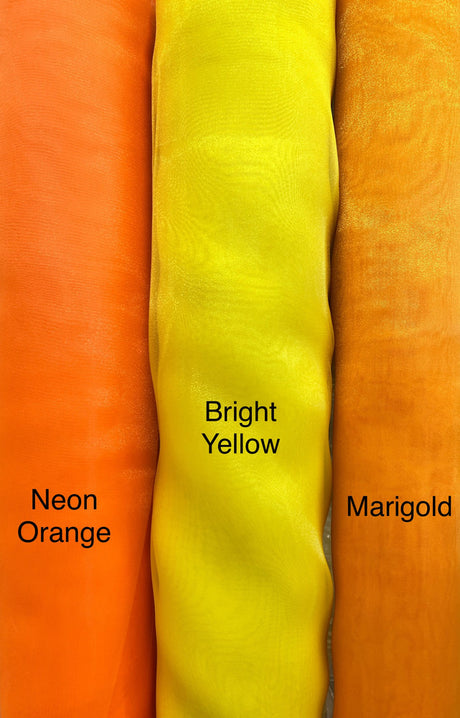 Crystal Organza Polyester Fabric - Bright Yellow, 58/59" Width (1 Yard)