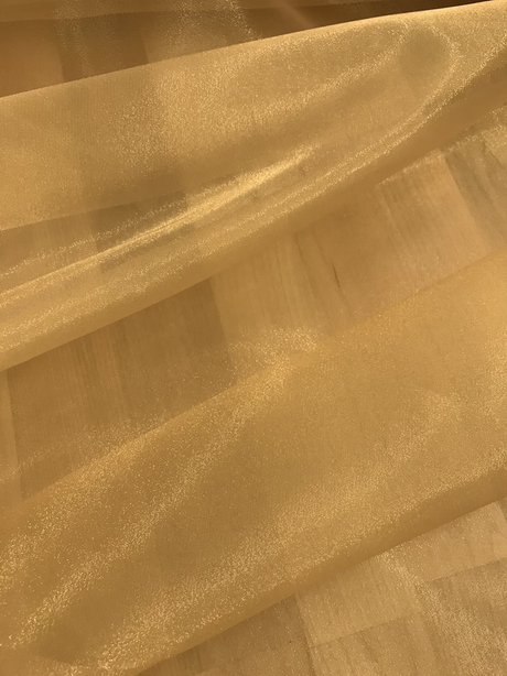 Crystal Organza Polyester Fabric - Gold, Sheer, 58-59" Width (1 Yard)