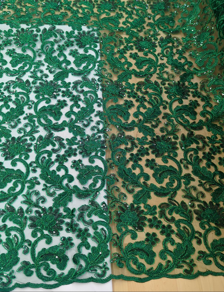 All Over Flowers With Sequins Polyester Lace Fabric - Multiple Colors, Floral Mesh With Metallic Thread, 50" Width (1 Yard)