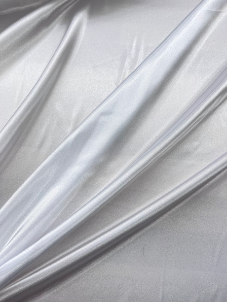 Charmeuse Polyester Fabric - White, Satin Finish, 58/59" Width (1 Yard)