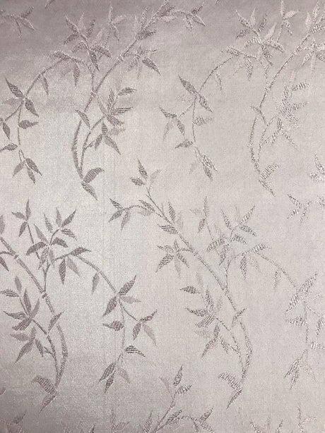 Ice Pink Metallic Vine Polyester Brocade Fabric - Ice Pink, Metallic Silver Vine Pattern, 58/59" Width (1 Yard)