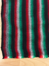 Zapata Tri Color Acrylic Fabric - Black With White, Red And Green Horizontal Stripes, 30" Width (1 Yard)