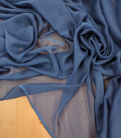 Two Tone Chiffon Polyester Fabric - Steel Blue, Sheer Lightweight, 58/59" Width (1 Yard)