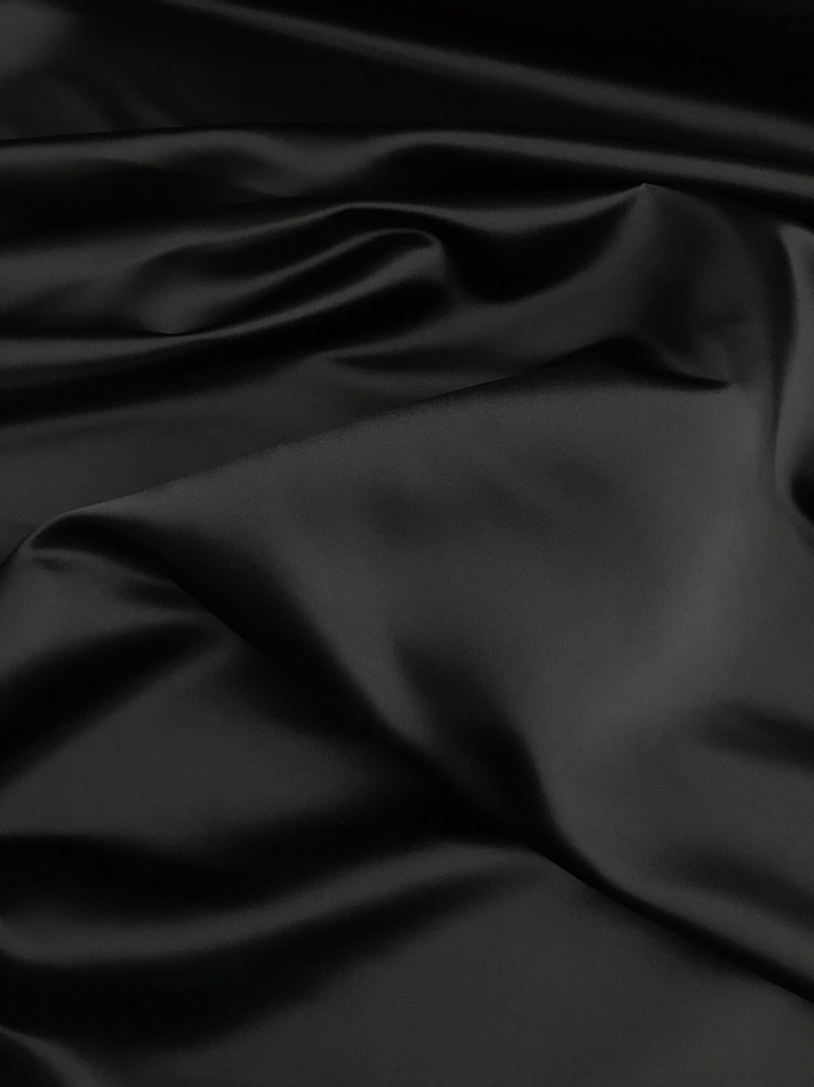 Dull Satin (Peau De Soie) Polyester Fabric - Black, 58/59" Width (1 Yard)