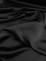 Dull Satin (Peau De Soie) Polyester Fabric - Black, 58/59" Width (1 Yard)