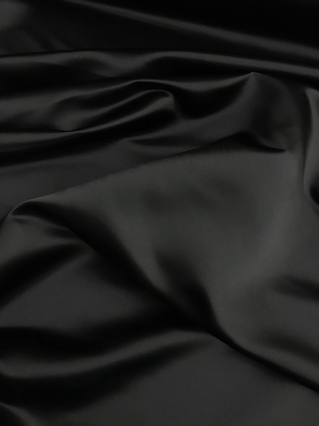 Dull Satin (Peau De Soie) Polyester Fabric - Black, 58/59" Width (1 Yard)