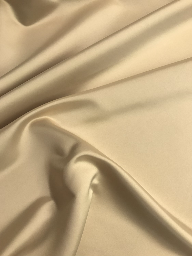Peau De Soie Dull Satin Polyester Fabric - Champagne, Matte Finish, 58/59" Width (1 Yard)