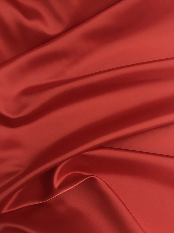 Peau De Soie Dull Satin Polyester Fabric - Red, 58/59" Width (1 Yard)