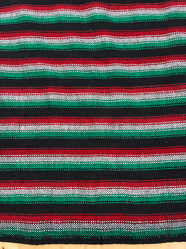 Zapata Tri Color Acrylic Fabric - Black With White, Red And Green Horizontal Stripes, 30" Width (1 Yard)