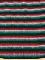 Zapata Tri Color Acrylic Fabric - Black With White, Red And Green Horizontal Stripes, 30" Width (1 Yard)