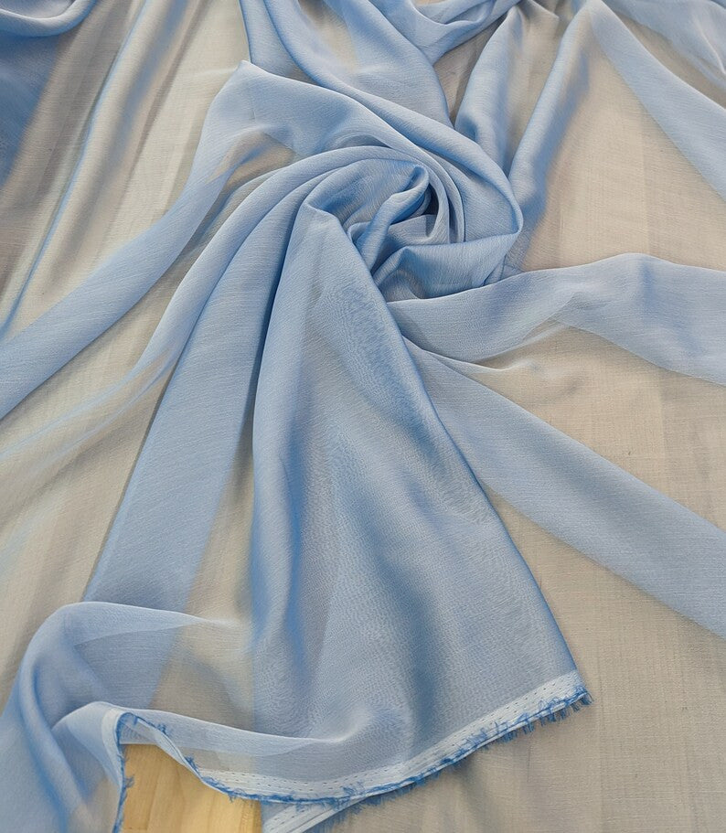Two Tone Chiffon Polyester Fabric - Light Blue, 58/59" Width (1 Yard)