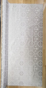 Silver Church Metallic Cross Polyester Brocade Fabric - White/Silver Cross Pattern, 58/59" Width (1 Yard)