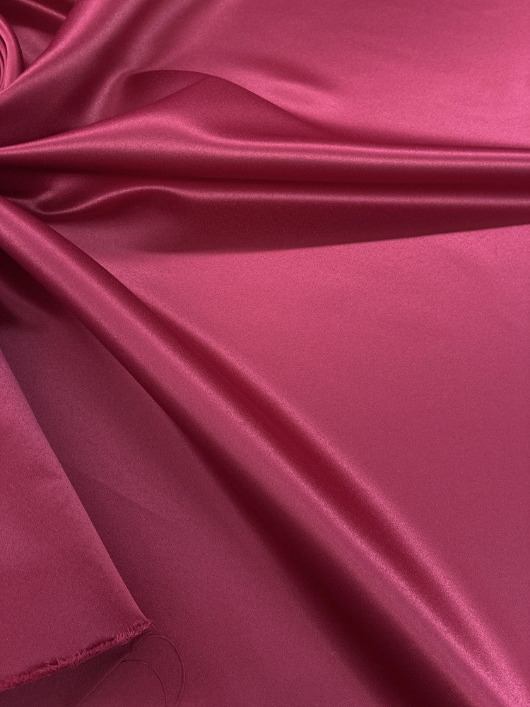 Peau De Soie Dull Satin Polyester Fabric - Cranberry, 58/59" Width (1 Yard)