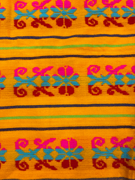 Ramo Amarillo Acrylic Fabric - Yellow Multicolor Horizontal Design, 30" Width (1 Yard)