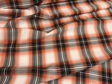 Orange Plaid Polyester Poplin Fabric - White, Orange, Gray, Black Plaid, 58/59" Width (1 Yard)