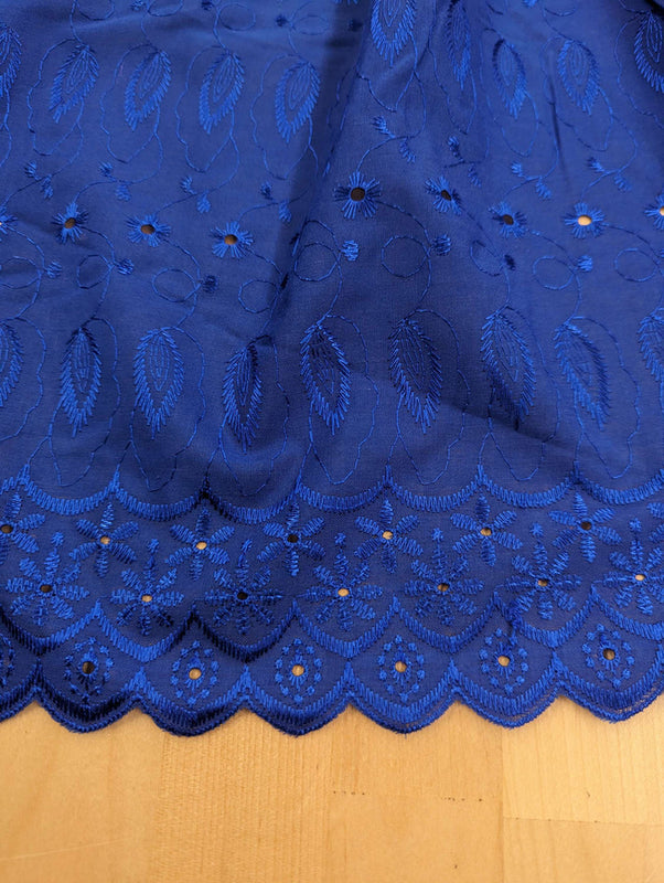Cotton Eyelet Poly Cotton Fabric - Assorted Colors, Floral Eyelet Embroidery, Scalloped Borders, 44/45" Width (1 Yard)