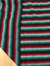 Zapata Tri Color Acrylic Fabric - Black With White, Red And Green Horizontal Stripes, 30" Width (1 Yard)