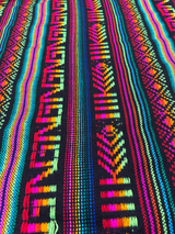 Maíz Acrylic Fabric - Black Multicolor Design, Horizontal Pattern, 30" Width (1 Yard)