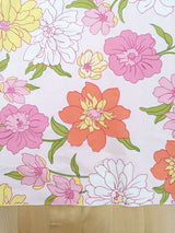 Blooming Garden Cotton Spandex Fabric - Floral Print, Pink, Dark Pink, Light Yellow, Coral, 44/45" Width (1 Yard)