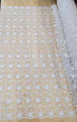 Elizabeth Bridal Lace Polyester Fabric - Multiple Colors, Floral Embroidered Mesh With Sequins, 49/50" Width (1 Yard)