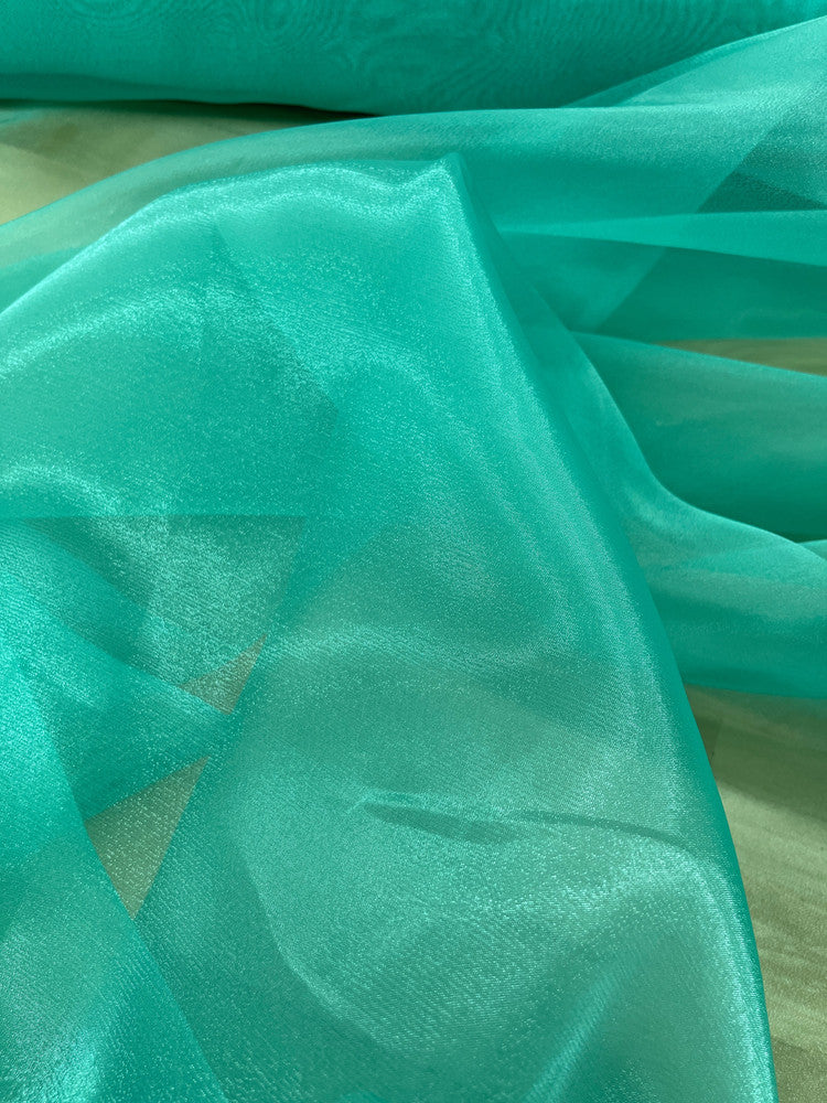 Crystal Organza Polyester Fabric - Aqua Green, 58-59" Width (1 Yard)