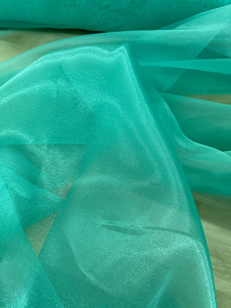 Crystal Organza Polyester Fabric - Aqua Green, 58-59" Width (1 Yard)
