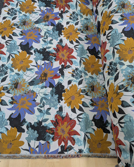 Matte Jacquard With Flowers Polyester Jacquard Fabric - Floral Pattern, Matte Finish, 58/59" Width (1 Yard)