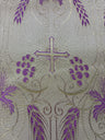 Church Metallic Brocade Wheat And Cross Polyester Brocade Fabric - Green, Red, Gold And Purple, Metallic Cross, Grapes And Wheat Jacquard, 58-59" Width (1 Yard)