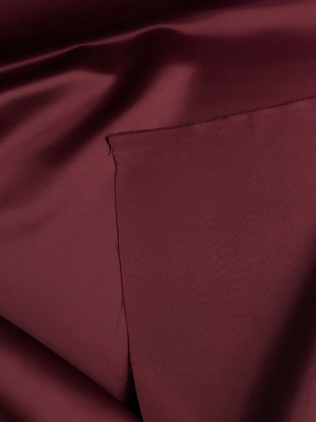 Peau De Soie Dull Satin Polyester Fabric - Burgundy, 58-59" Width (1 Yard)