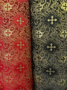 Small Metallic Cross Polyester Brocade Fabric - Multiple Colors, Small Metallic Cross Pattern, 58-59" Width (1 Yard)