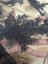 Bridal Lace Polyester Lace Fabric - 8 Colors, Floral Corded Embroidery, 50-51" Width (1 Yard)