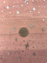 Foil Star Polyester Organza Fabric - Multiple Colors, Silver Foil Stars, 58/59" Width (1 Yard)