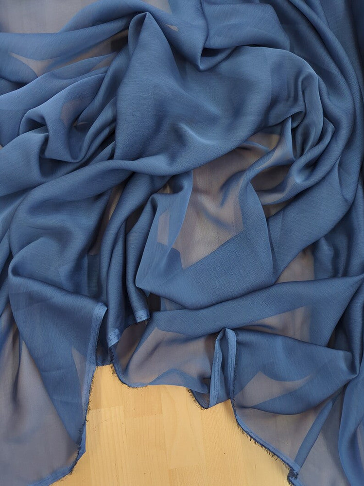Two Tone Chiffon Polyester Fabric - Steel Blue, Sheer Lightweight, 58/59" Width (1 Yard)