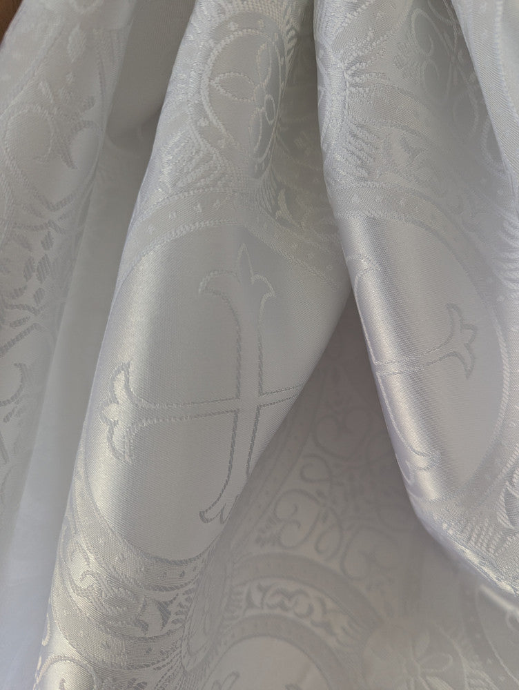 Church Cross Brocade Polyester Fabric - Matte Finish, Cross Pattern, 58/59" Width, 5 Colors (1 Yard)