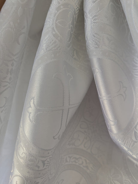 Church Cross Brocade Polyester Fabric - Matte Finish, Cross Pattern, 58/59" Width, 5 Colors (1 Yard)