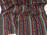 Maíz Acrylic Fabric - Black Multicolor Design, Horizontal Pattern, 30" Width (1 Yard)