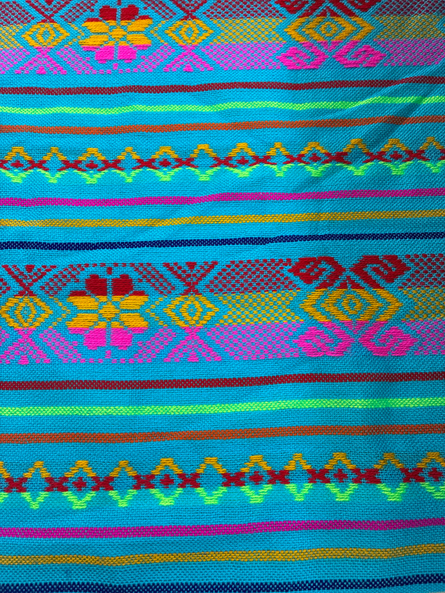 Atardecer Turquesa Acrylic Fabric - Turquoise Multicolor Horizontal Design, 30" Width (1 Yard)