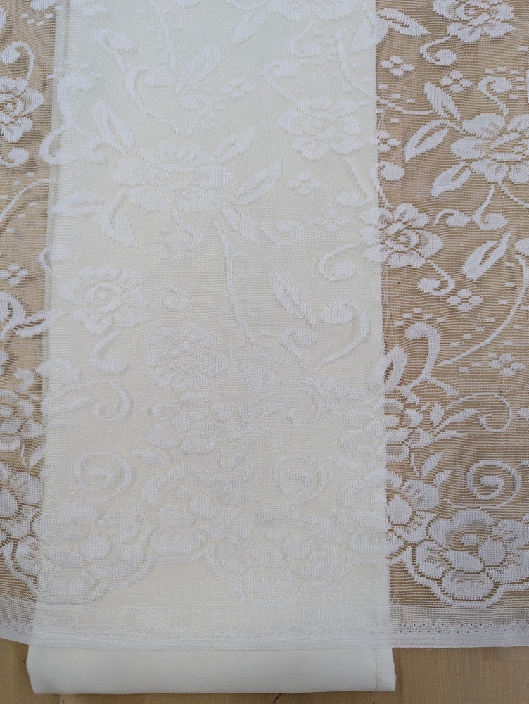Floral Off White Lace Polyester/Nylon Fabric - Off White, Floral Pattern, 56/57" Width (1 Yard)