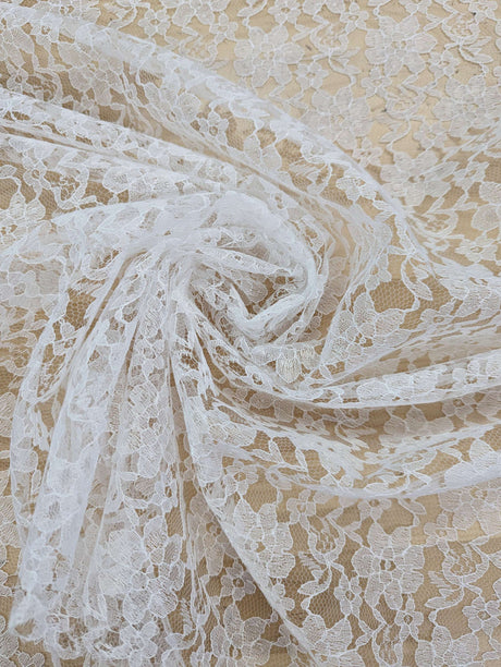 Raschel Lace 100 Percent Polyester Fabric - Floral Pattern, 58/59" Width (1 Yard)