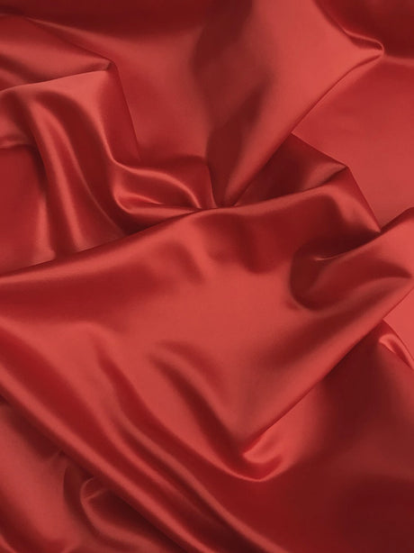 Peau De Soie Dull Satin Polyester Fabric - Red, 58/59" Width (1 Yard)
