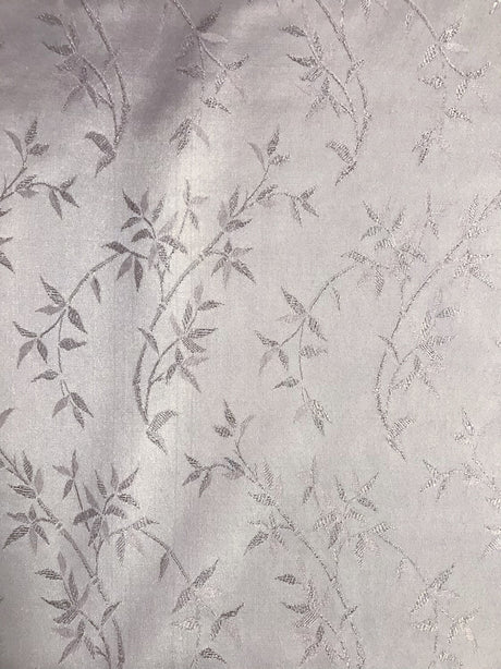 Ice Pink Metallic Vine Polyester Brocade Fabric - Ice Pink, Metallic Silver Vine Pattern, 58/59" Width (1 Yard)