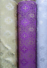 Small Metallic Cross Polyester Brocade Fabric - Multiple Colors, Small Metallic Cross Pattern, 58-59" Width (1 Yard)